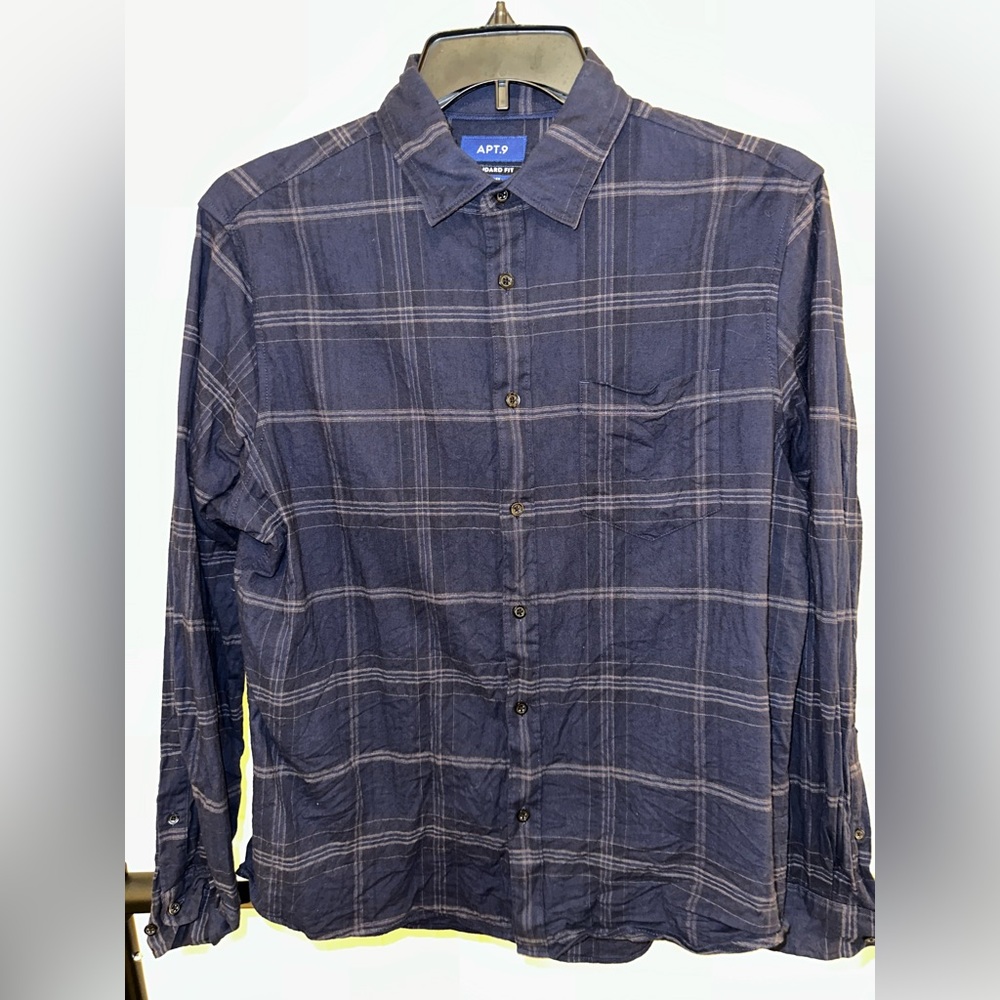 Apt. 9 plaid button down. Super comfy. Runs short, in my opinion.